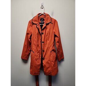 Dennis Basso Orange Pea  Dress Coat Lined Button  Womens Size XS